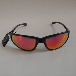 (NWT) Vintge 90's PC Wrap Around Sporty Sunglasses (Black/Red M)